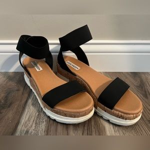 Steve Madden Bandi Elastic Cork Platform Sandals Women's Size 8